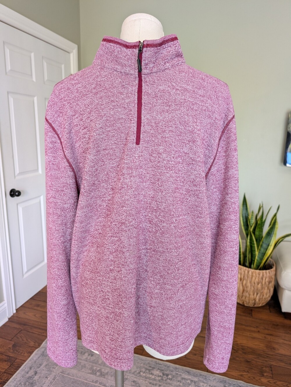 Robert Graham Men’s Heather Burgundy Half Zip Sweater Pullover Golfcore XL